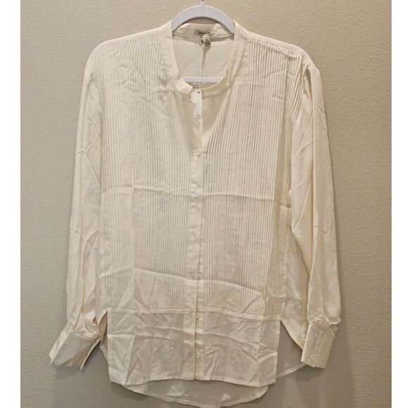 NWT Bordeaux Long Sleeve Silk Blouse Size XS - Picture 1 of 6